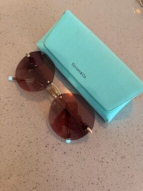 Tiffany & Co. Women’s Rimless Sunglasses with Brown Lenses and Tiffany Blue Case